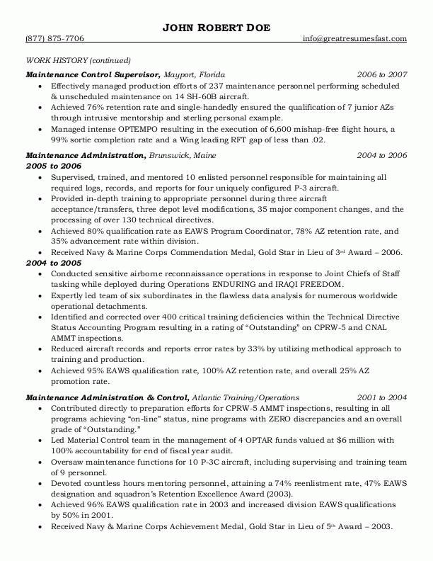 Federal Govt Resume Example
